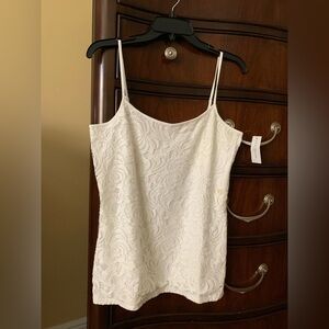 NWT Ann Taylor Factory Cream Lace Front Camisole Large Romantic‎ Coquette